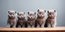 五只可爱的灰色猫