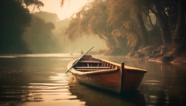 沼泽湖中的木舟
