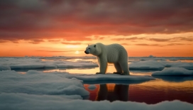 夕阳下的北极熊
