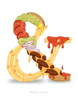 Ampersand Food Groups Typography Illustrations安佩桑德食品组印刷术插图