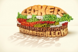 美国Burger King印刷公司广告-逼真的美食汉堡包
