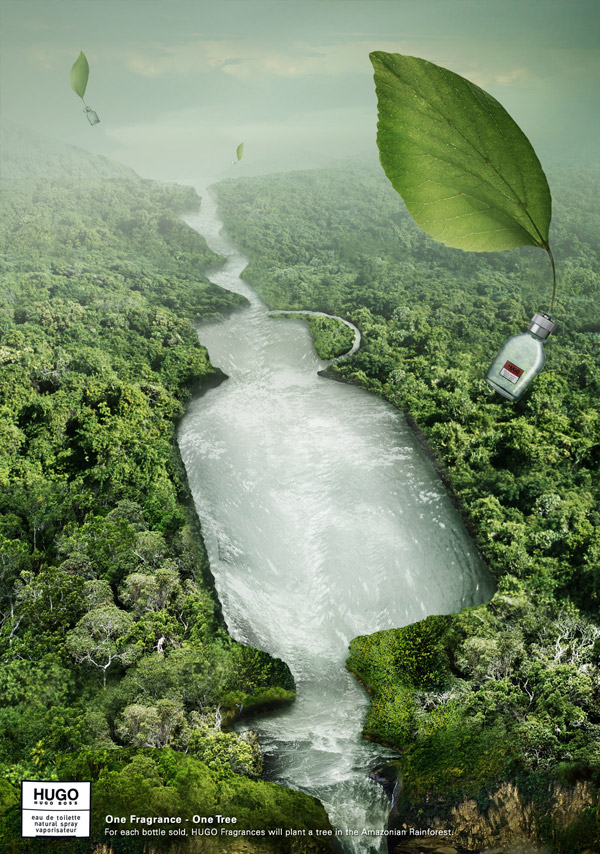 美国hugo One Fragrance One Tree亚马逊矿泉水创意平面广告 手机移动版