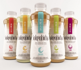 日本Sokenbicha瓶装绿茶红茶饮料包装设计欣赏