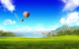 高清晰自然美景壁纸-氢气球