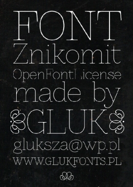 免费字体Znikomit设计欣赏-波兰格热戈日Grzegorz Luk设计师作品
