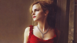 高清晰穿红色礼服美女-艾玛・沃特森壁纸