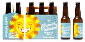 哥伦布市酿造公司-微笑啤酒包装-创建了一个难忘的对称插图