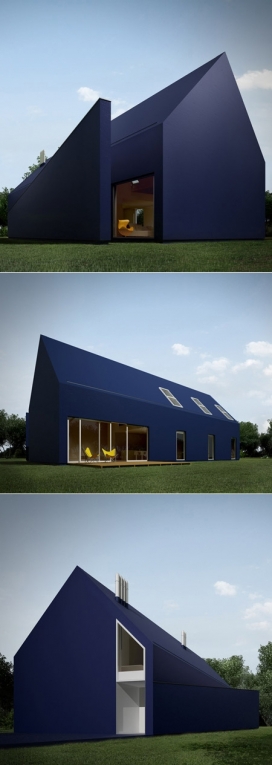 尖角蓝色小屋-波兰建筑事务所moomoo建筑师作品
