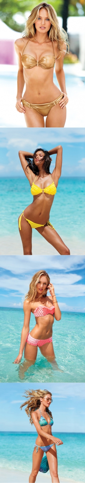 维多利亚的秘密2013年美诱沙滩泳装样式秀-模特美女Candice Swanepoel在凯科斯群岛大胆演绎火热时尚时装