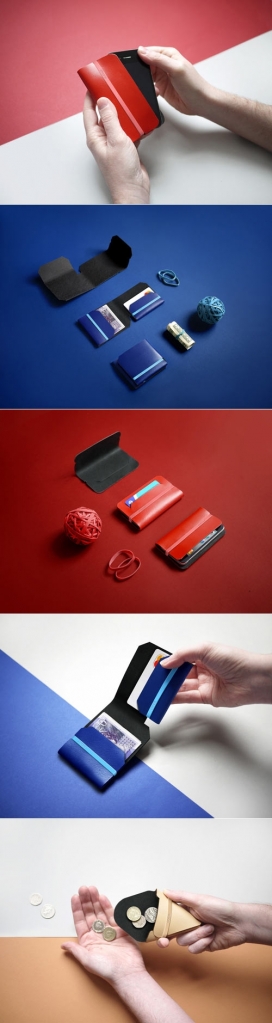 简约的手机钱包解决方案-Chieh Ting Huang设计师作品，重量级的皮革和强大的橡皮筋把您的所有重要的东西包含在包里