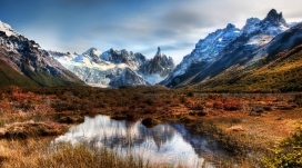 阿根廷雪山脚下自然景观