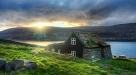 冰岛雷克雅未克的石头屋