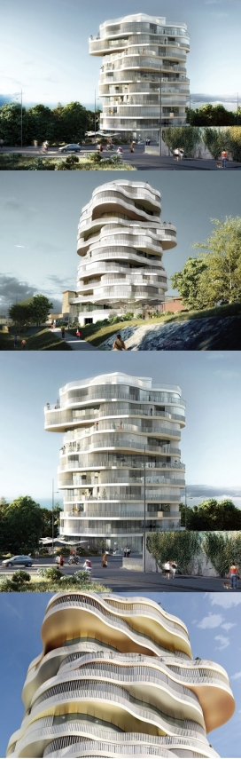11个形状不规则带两侧阳台的蒙彼利埃花园公寓楼建筑-伦敦Farshid Moussavi建筑设计师作品