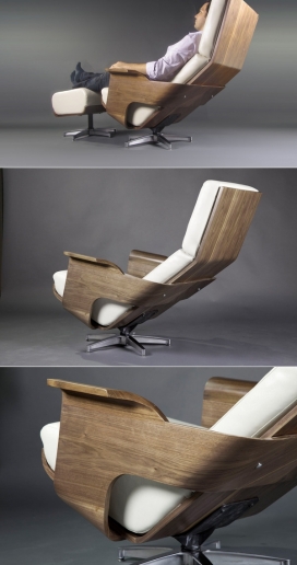 三个弯曲cuatro木椅子-灵感来自1956年埃姆斯休闲椅，，每一件都经过精心手工制作。