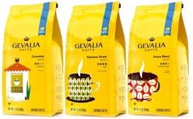 https://www.2008php.com/Gevalia Coffee咖啡包装设计-品牌的黄色和蓝色的颜色灵感来自瑞典国旗，设计师用图像来唤起现代和传统元素