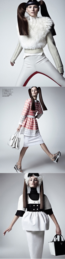 艾娃・史密斯徐诺-Vogue巴西-现代时装与白色未来感的曲线