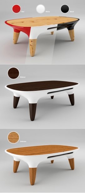 Galante-木材和玻璃纤维制成的咖啡桌