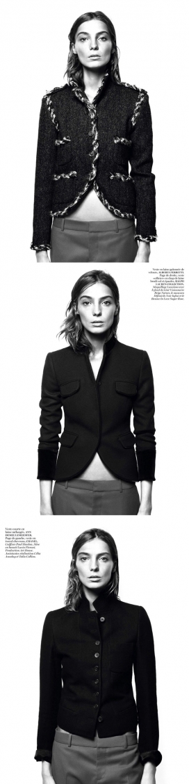 Vogue巴黎-大卫・西姆斯-身穿富豪夹克和裤子的剑客女英雄