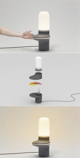 中密度纤维板半透明台灯塑料-用手简单的触摸光盘旋转会改变灯光颜色