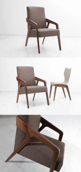 Scrool maple木质扶手椅设计