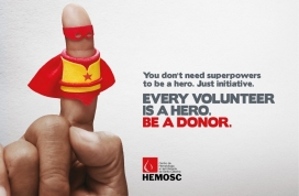 成为捐赠者-每一位志愿者都是个英雄-HEMOSC公益平面广告