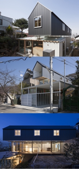 三角屋-日本Tato建筑工作室作品-建筑位于山坡上，是一幢三层高的石切设计，由三个独立的块组成。