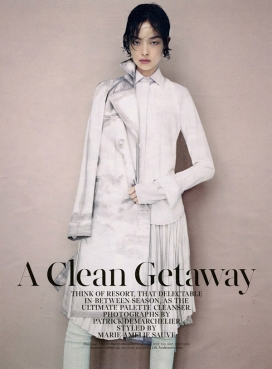 孙菲菲“清洁之旅”-W“杂志2013年11月-柔软，白色，运动层时装秀