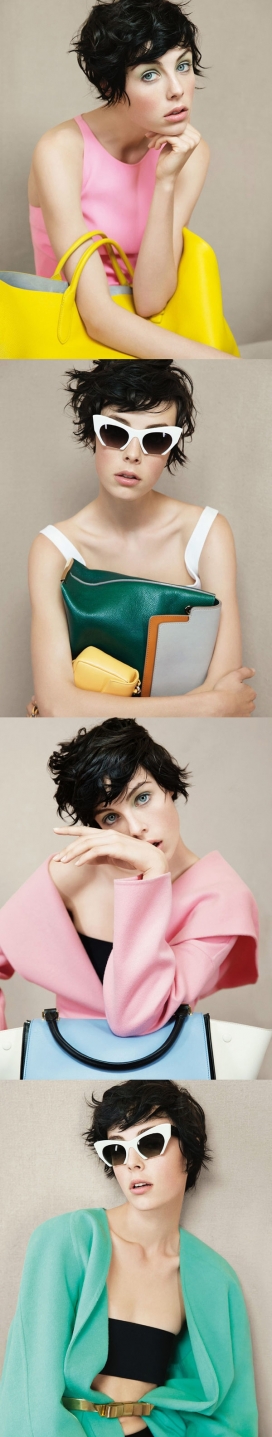 春天的诺言-伊迪・坎贝尔泉-Vogue英国2014年1月-大胆柔和的色彩时尚人像