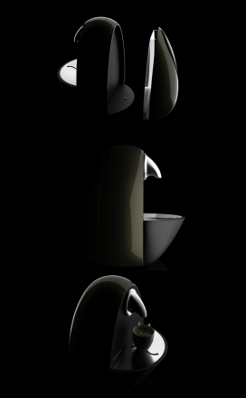 ORGANIZ咖啡机设计-ORGANIZ使咖啡的文化获得了重生，光滑的黑色表面和低视觉噪音设计