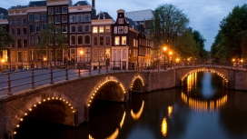 荷兰阿姆斯特丹古桥夜景