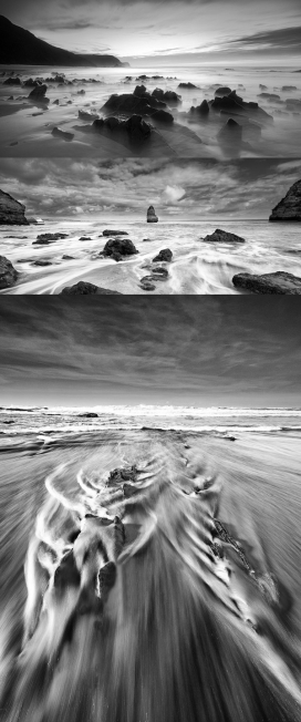 溪流浪花黑白艺术照片