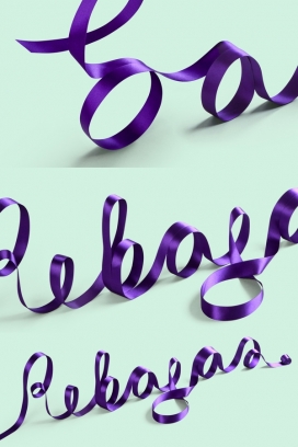 Ribbon sale紫色绸缎字设计