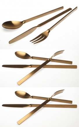 扭曲的餐具-葡萄牙Miguel Soeiro设计师作品-干净流畅微妙的线条，可以动态扭转，将带来一个前卫复杂的用餐体验