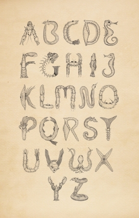 SeaFood Type海鲜象形字母设计