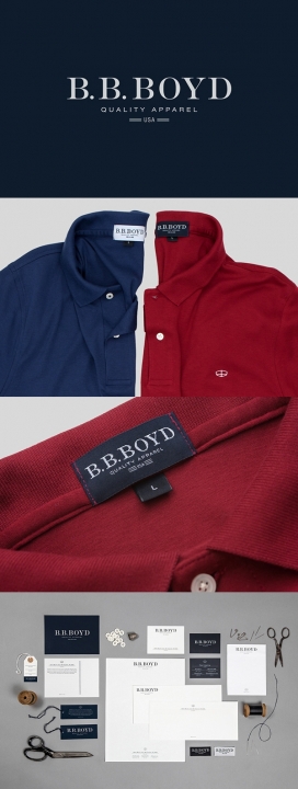 永恒的美感和传统的B.B. Boyd服装品牌设计-品牌标识采用了先进的排版系统，大胆又抽象的几何符号，精致色彩和独特象征