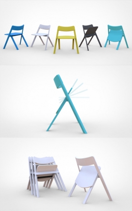 可堆叠的彩色折叠椅-既舒适又符合人体工学，折叠起来以节省储存空间