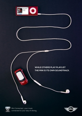 你的音乐轨迹-宝马Mini汽车平面广告