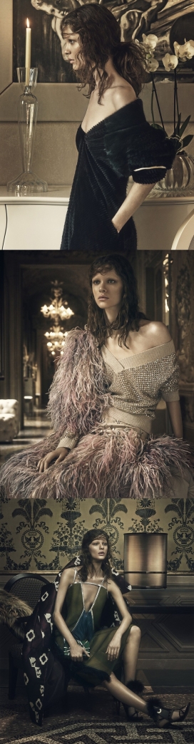 达米安・福克斯-美艳的羽毛礼服与亮片和雪纺时装秀-灵感来自意大利建筑风格