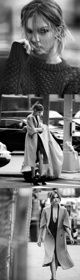 约瑟芬・斯可瑞娃-漫步曼哈顿西城街道-Harperr坊波兰2015年1月，摄影师抓住了喜怒无常的黑色和白色时尚