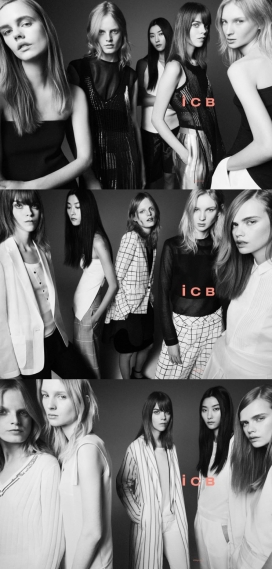 2015ICB的春夏-顶级模特汉妮・加比・奥迪尔、梅根・科里森、拉普斯蒂娜和娜斯佳斯，冷静和超然的广告人像