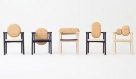 Nendo东京部落竹编家具-日本家居Nendo工作室荣誉设计，有22个产品，每个编织部件具有略微不同的形状和图案，包括凳子，椅子，桌子和架子，都有竹子元素。