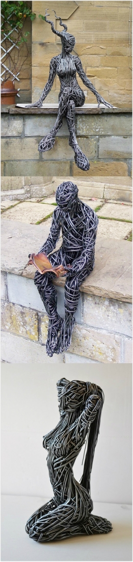 英国艺术家Richard Stainthorp理查德的电线雕塑人-可以欣赏雕塑线的非凡美感，捕获的人体的情感和能量