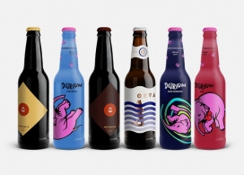 比利时令人瞠目的啤酒插图设计-饱和色彩描绘的瓶子，是一个超现实主义风格，创造新鲜有光泽的设计方案，让产品在货架上大大可见，同时保持品牌原有的色调和身份元素