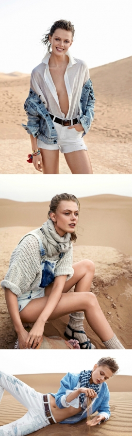 弗丽达・古斯塔夫松-“沙漠之梦”-Glamour魅力法国2015年5月-一个时髦休闲的牛仔