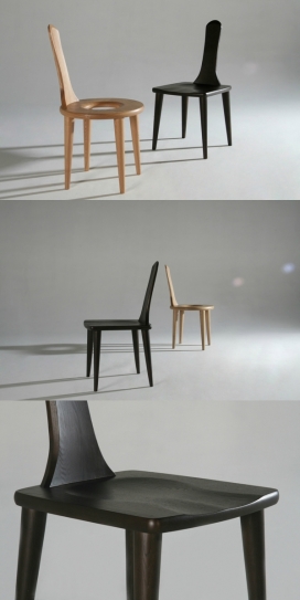Subtraction椅子-可以支持人背部弧形的椅子，利用铣床抛光凹形表面作为臀部的轮廓，不仅舒适又符合人体工程学