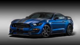 高清晰蓝色福特野马shelby gt350r跑车壁纸