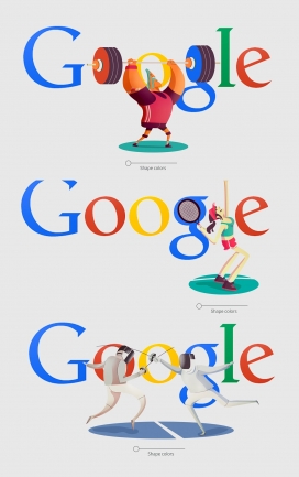 Google谷歌2016里约趣味体育项目运动涂鸦插画设计