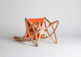 Chair Electron-多边形X形结构椅子设计-采用18mm榉木胶合板数控切割而成，没有采用胶水或螺丝固定，非分舒适