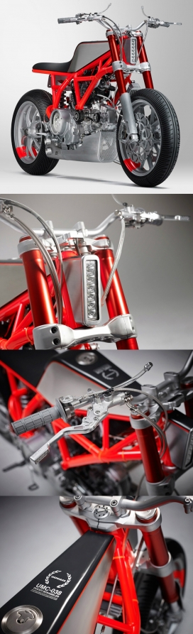 “挑衅”-UMC-SF和 Marin customise定制的红色杜卡迪网格状框架摩托车