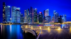 新加坡天空塔城市滨江夜景壁纸
